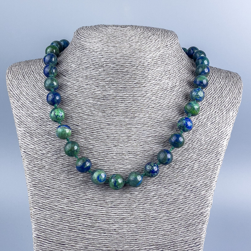 Azurite Beads Smooth Round 12mm Diameter, 48cm Length +