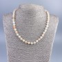 Necklace of Artificial Moonstone, smooth beads, 7 mm diameter ±, length 50 cm ±