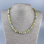Necklace made of Natural Stone Green Opal smooth beads, diameter 7mm, length 52cm +