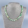 Chrysoprase Necklace with Natural Stone, cabochon cut, 9x11 mm, 50 cm length +