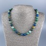 Natural Stone Necklace Chrysocolla Turquoise blue Sapphire? actually Chrysocolla and Lazurite Smooth Bead 10mm Ø, Length 48cm