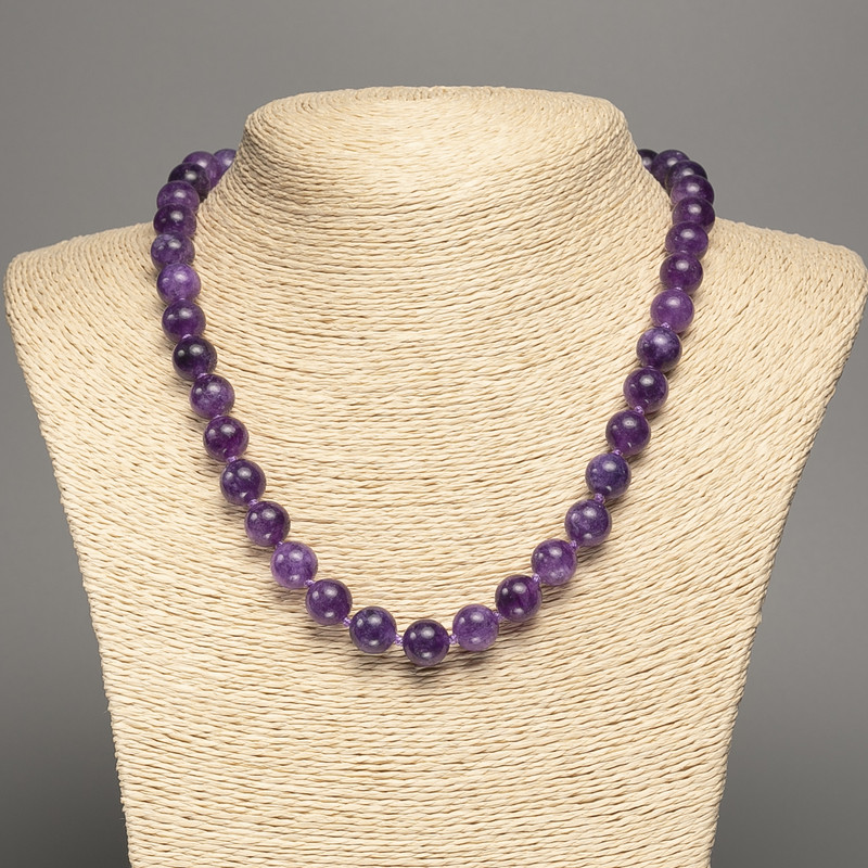 Sugilite Bead Necklace Smooth Round Beads, 10 mm ±, Length 48 cm ±
