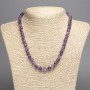 Natural Amethyst Bead Necklace, Faceted Cube, 7mm diameter, 50cm length