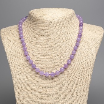 Amethyst Bead Necklace (Artificially-Toned Quartz) Smooth Round Bead, 8mm diameter ±, length 50cm