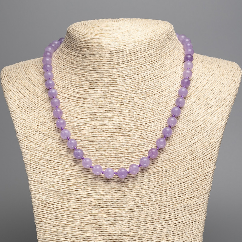 Amethyst Bead Necklace (Artificially-Toned Quartz) Smooth Round Bead, 8mm diameter ±, length 50cm