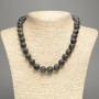 Black Larvikite Necklace (artificial acrylic) smooth beads, diameter 12.5mm ±, length 48cm ±