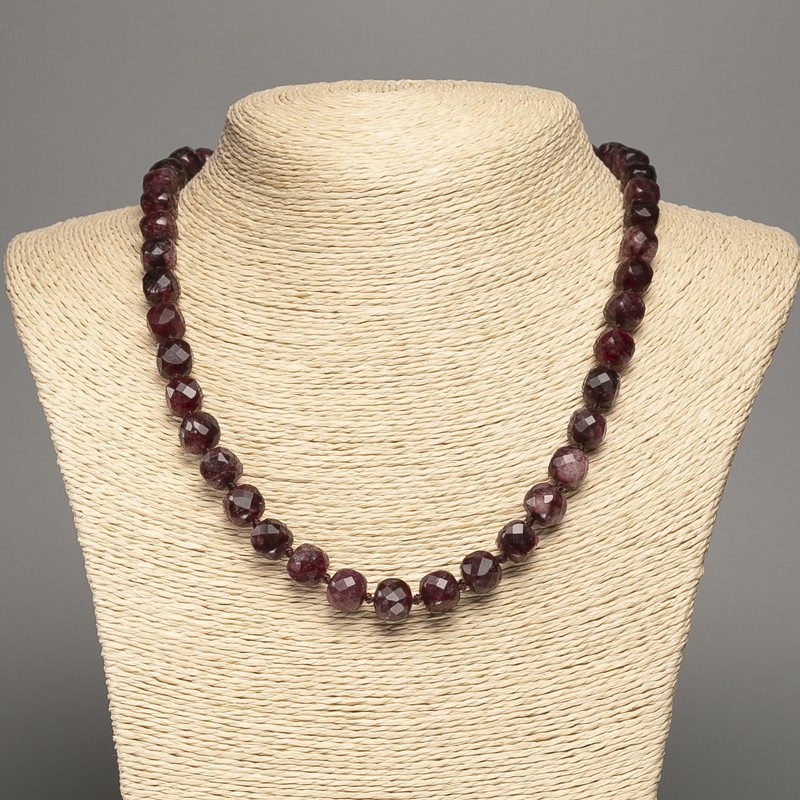 Natural Rubellite Tourmaline Necklace, Garnet-cut Cubes, 9x9 mm, 50 cm length