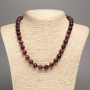 Necklace of Natural Stone Rubellite Tourmaline Smooth Beads, 10mm diameter, length 48cm
