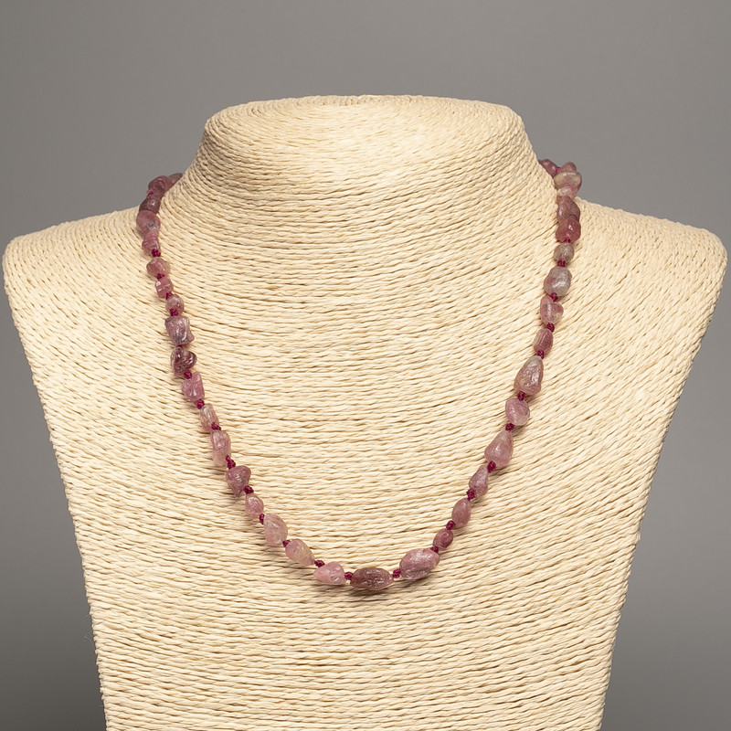 Rubyelite Tourmaline Beads Necklace, faceted, diameter 7×9mm, length 48cm