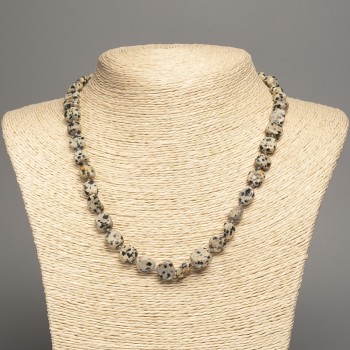 Dalmatian Jasper Bead Necklace, tumbled, 10x8 mm, 48 cm length +