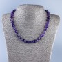 Amethyst Beads Necklace with Faceted Stone, diameter 10×7 mm, length 48 cm