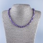 Necklace of Natural Amethyst, Smooth Bead Sphere, 6.5mm ±, Length 48cm ±