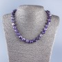 Natural Stone Beaded Necklaces Amethyst Smooth Bead, 10mm diameter, length 48cm +-
