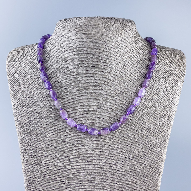 Amethyst Natural Stone Necklace Barrel Beads, 4x1 mm, length 50 cm +/-
