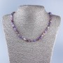 Natural Amethyst Beaded Necklace, Faceted, 8x5mm diameter, 53cm length ±