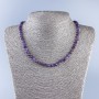 Natural Stone Necklace Amethyst Faceted Bead Ball, 5.5 mm dia, length 50 cm