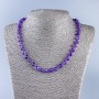 Natural Stone Necklace with Amethyst, Faceted Round Beads, 7.5 mm diameter, 50 cm length