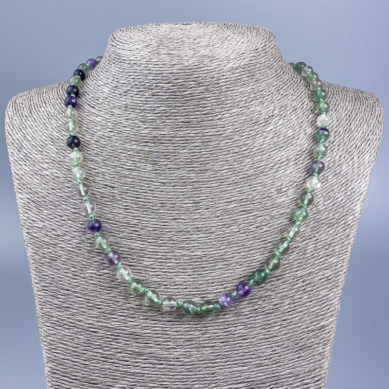 Natural Stone Bead Fluorite Smooth Ball, diameter 6.5mm±, length 52cm ±