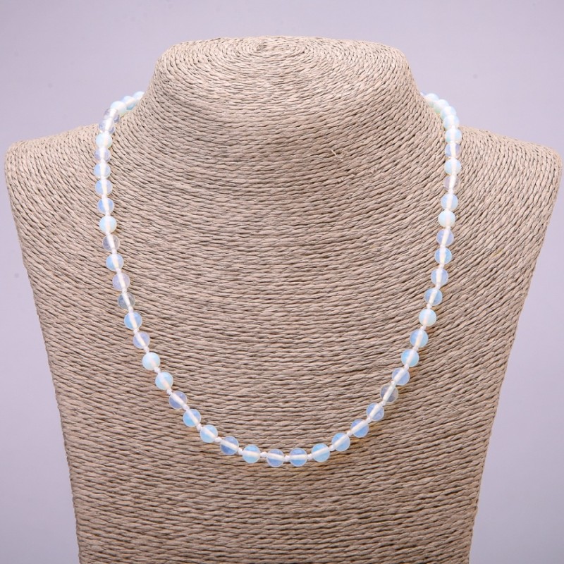 Moonstone Opalite Necklace (synthetic) Smooth Bead, 6mm diameter, 48cm length