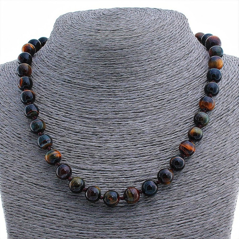 Hawk's Eye Bead Necklace, 10mm Beads, 48cm