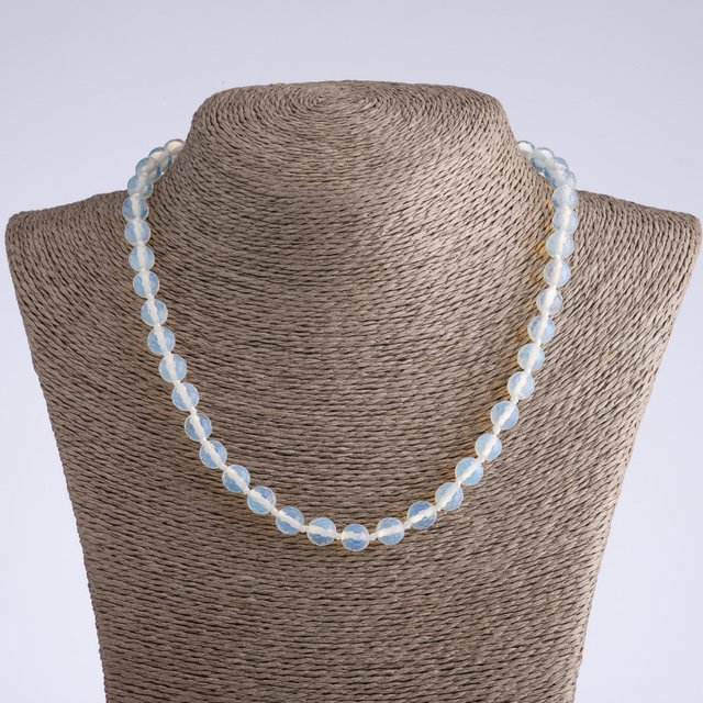 Moonstone Bead Necklace, Faceted Round Beads 8mm Diameter, 45cm Length