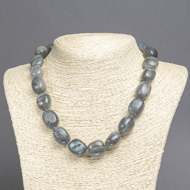 Necklace made of natural Labradorite faceted, diameter 16×13 mm, length 45 cm