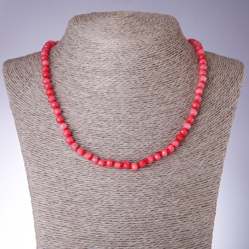 Necklace of natural gemstone "Tourmaline" (artificial) ribbed rondelle, 6x4mm, length 45cm