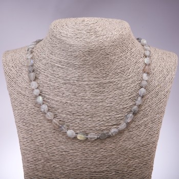 Labradorite Bead Necklace, Cabochon-cut, 7x10 mm, 45 cm