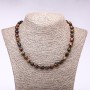 Tiger, Bull's Eye, Hawk's Eye Bead Necklace, faceted, 7-10mm diameter, 46cm length