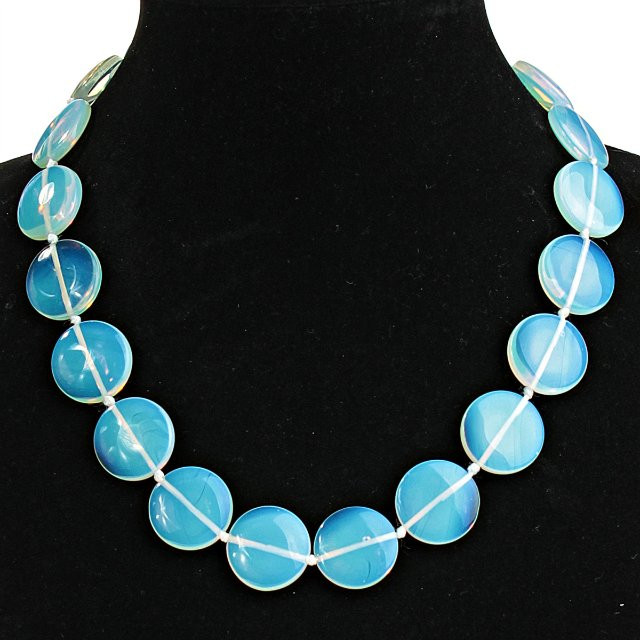 Moonstone Necklace "Coin" 20mm, 48cm length