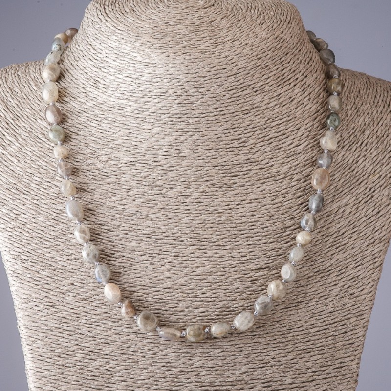 Labradorite Necklace (faceted) length 47 cm, bead diameter 4–8 mm