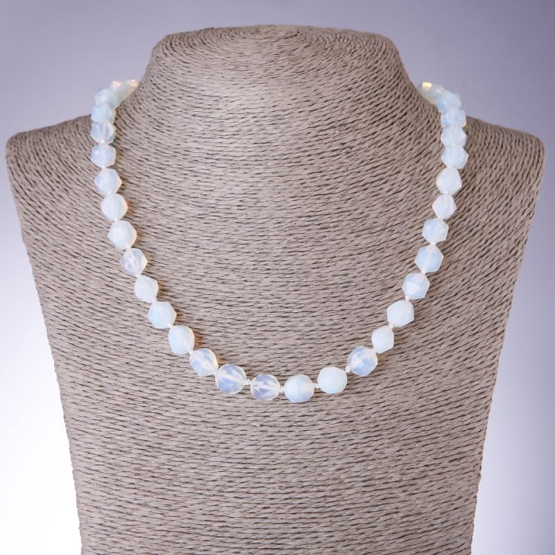 Moonstone Necklace (synthetic) Multifaceted Beads, 9x10mm diameter, length 48cm