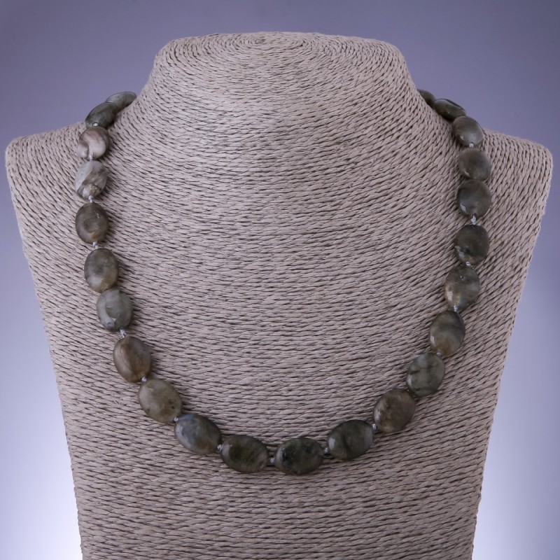 Labradorite Necklace natural stone oval, diameter 16×12mm, length 49cm