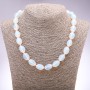 Necklace Moonstone (Synthetic), Bicone, diameter 12x16mm, length 46cm