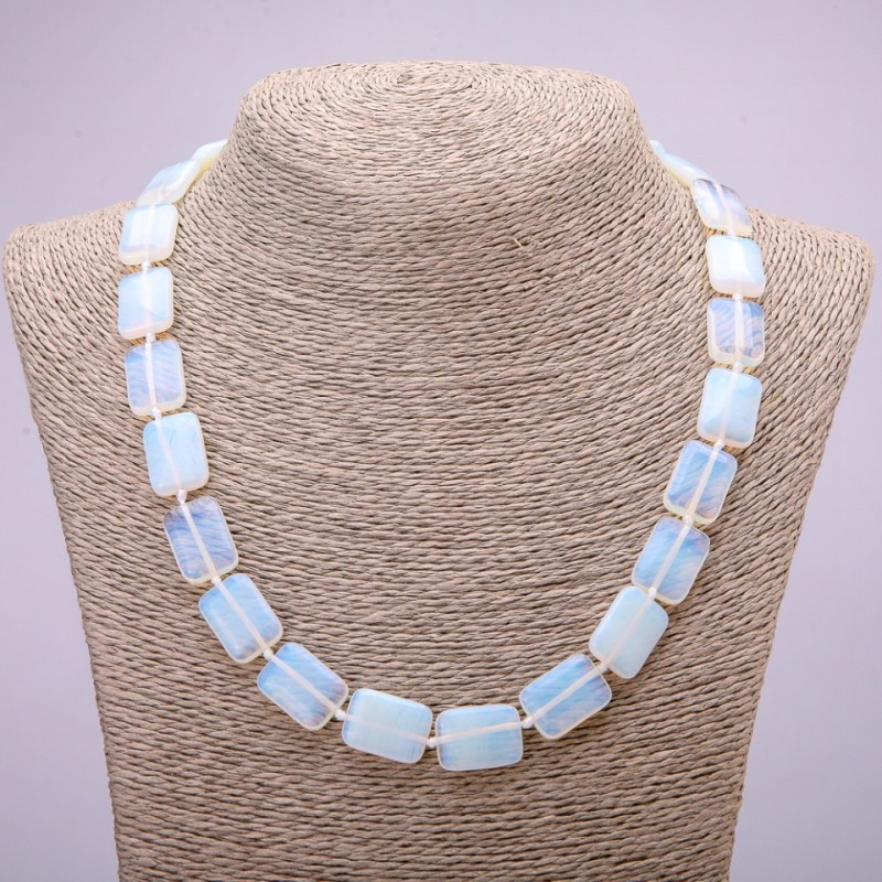 Moonstone Opalite Necklace (synthetic) Rectangle, 13x18mm, 48cm