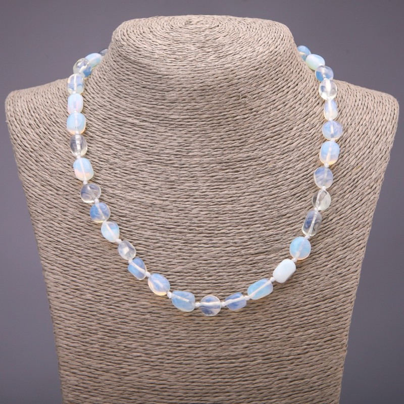 Moonstone Opalite Necklace (synthetic) faceted, diameter 9x11(+/-)mm, length 48cm