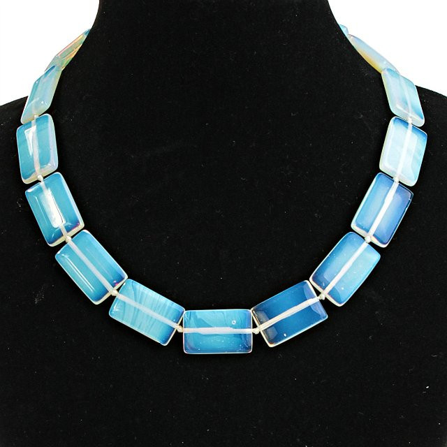 Moonstone Necklace Rectangular 18×26mm, 47cm Length