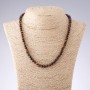 Necklace Tiger's Eye, Bull's Eye, and Hawk's Eye Smooth Beads, 6mm Diameter, 45cm Length