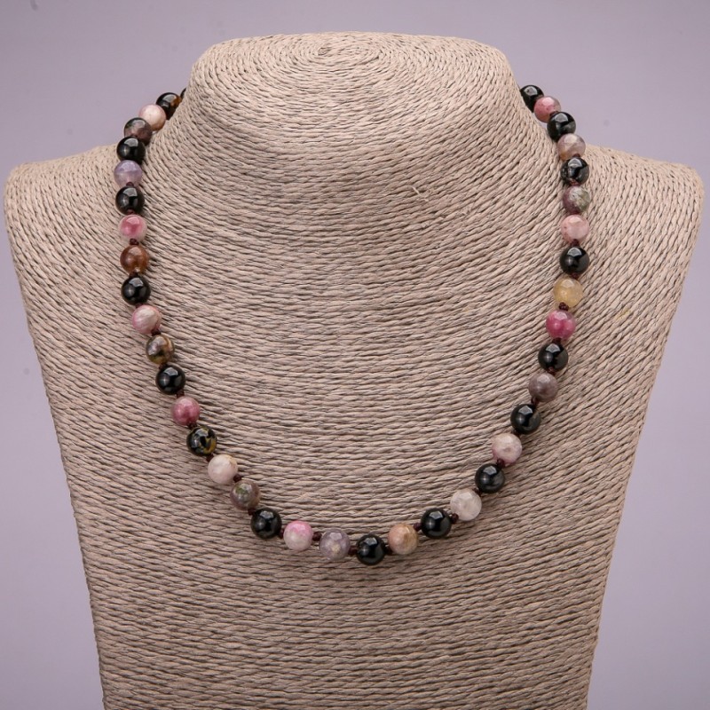 Natural stone necklace Turquoise? Wait: turmaline is tourmaline. Name: Turmaline natural stone necklace smooth bead diameter 8(±)mm, length 45cm