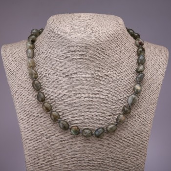 Labradorite Bead Necklace, faceted, 10x14 mm (±), 48 cm long