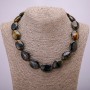 Natural Stone Beads Hawk's Eye, Oval 25×18mm, Length 45cm +