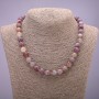 Necklace made of natural stone Pink Tourmaline smooth bead, diameter 10(±)mm, length 45cm