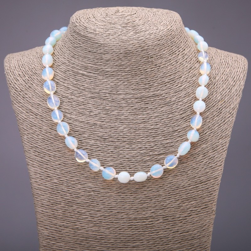 Moonstone Opalite Bead (synthetic) Cabochon,  diameters 8x12(±)mm, length 46cm