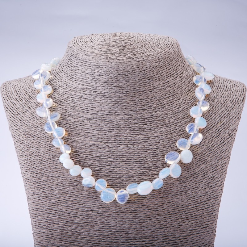 Moonstone Beads (Synthetic) Faceted "Butterfly", diameter 6-10(±)mm, length 45cm