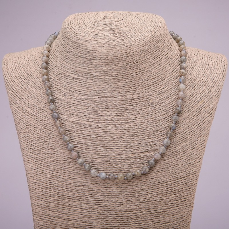 Labradorite Bead Necklace with Smooth Round Beads 6 mm (±) diameter, 45 cm long