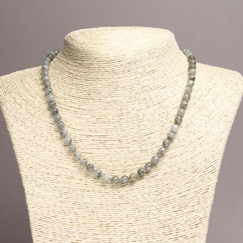 Labradorite Necklace Bead Necklace, smooth round beads 6mm diameter, length 45cm