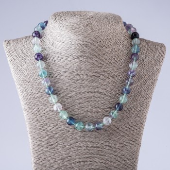 Fluorite Necklace Smooth Round Beads 48 cm 10 mm+- with Natural Imperfections