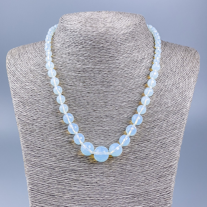 Moonstone Necklace (synthetic) Faceted Beads with Increasing Size, 6–14 mm, 48 cm