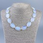 Moonstone Necklace (synthetic) oval beads, 25×16×5.5 mm, 46 cm length +