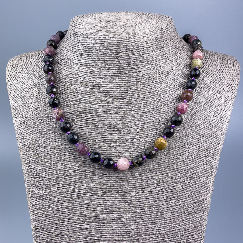 Necklace of Natural Stone Turquoise? Wait: Turmaline. Turmaline faceted bead d 9mm+-, length 48cm +